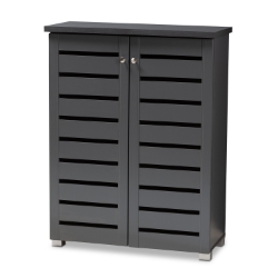Baxton Studio Adalwin Modern and Contemporary Dark Gray 2-Door Wooden Entryway Shoe Storage Cabinet